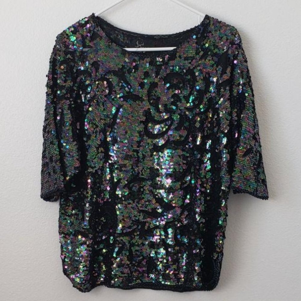 Vintage Iris Full Sequined top XL